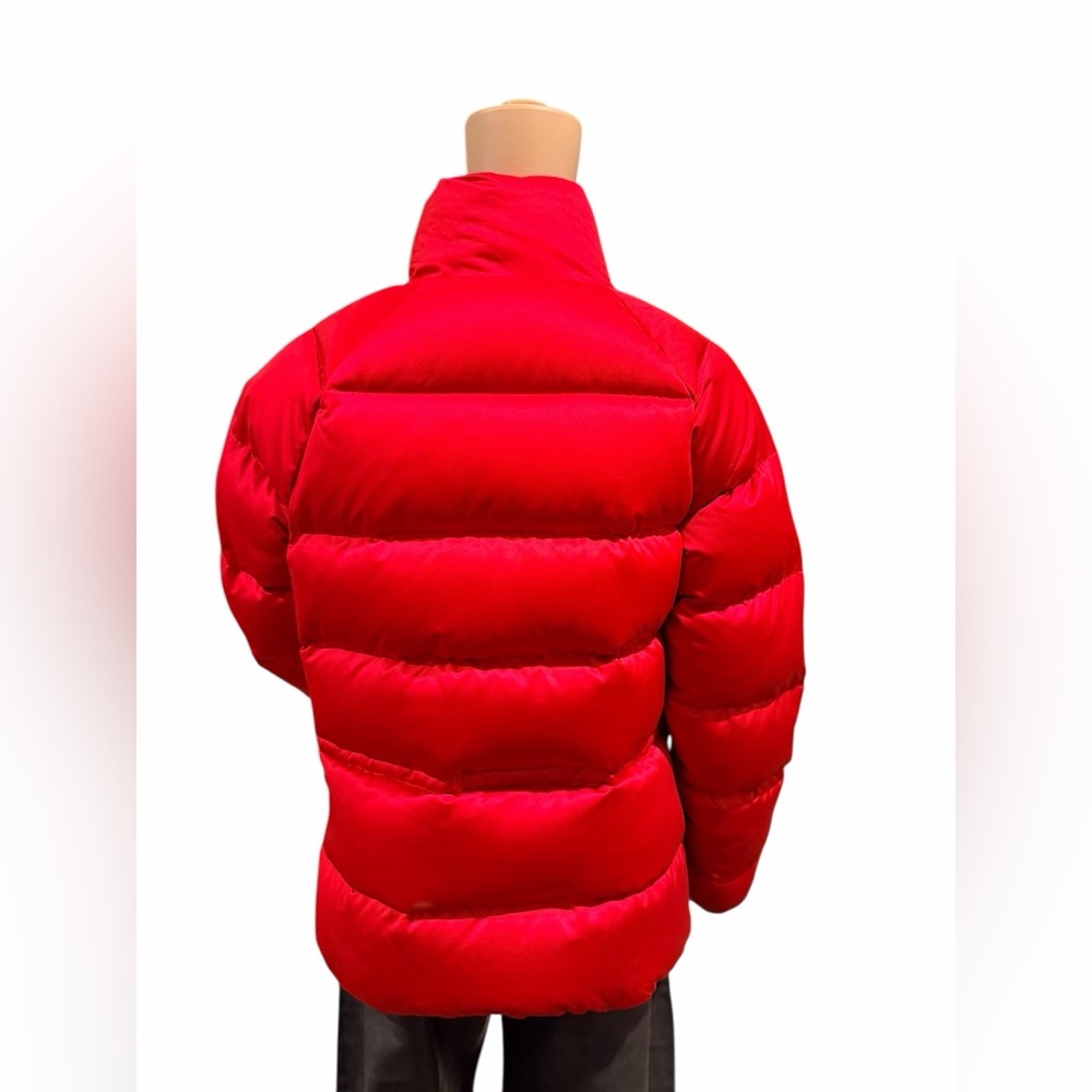 LAUREN RALPH LAUREN Womens Red Stand Collar Cinched Waist Puffer Jacket Size S - Picture 3 of 16